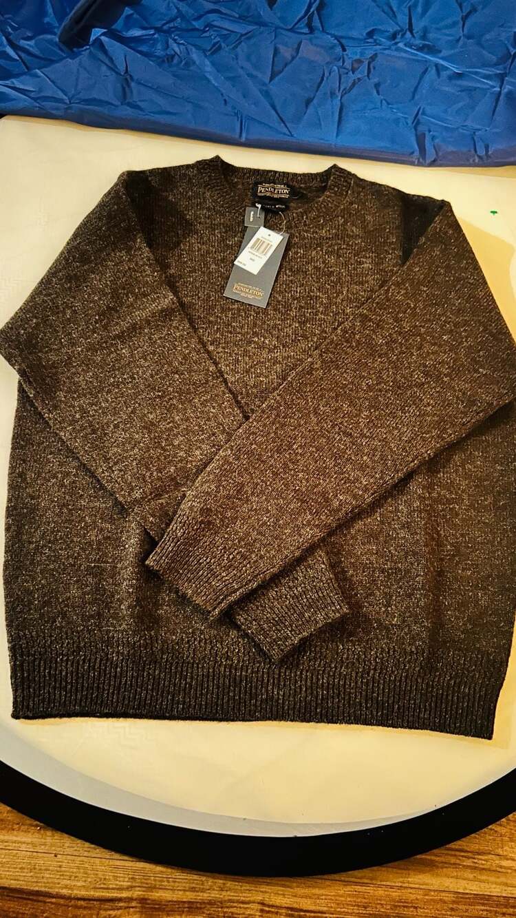 Pendleton Men's Washable Wool Crew Neck Sweater Size Medium Brown Marl New With